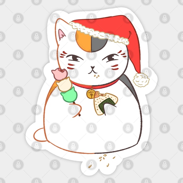 Nyanko Sensei eating (Natsume Yuujinchou)- Christmas ver. Sticker by alice_msaf